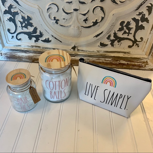 Rae Dunn Rainbow Collection Makup Bag & Jars - Picture 2 of 14